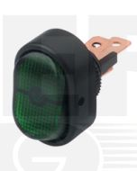 Hella Compact On-Off Rocker Switch - Green Illuminated, 12V (4473)