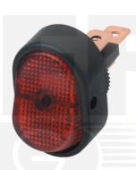 Hella Compact On-Off Rocker Switch - Red Illuminated, 12V (4474)