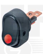 Hella Compact Off-On Rocker Switch - Red Illuminated, 12V (4478)